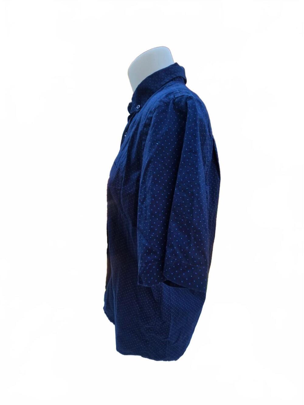 Club Room Men's Large Navy Blue Short Sleeve Button-Up Shirt with Polka Dot - Picture 3 of 4